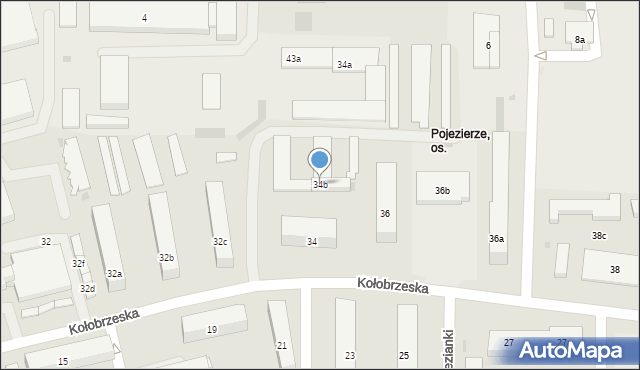 Olsztyn, Kołobrzeska, 34b, mapa Olsztyna