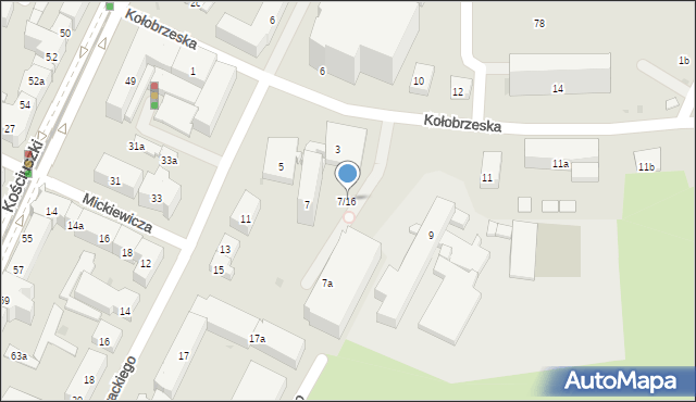 Olsztyn, Kołobrzeska, 7/16, mapa Olsztyna