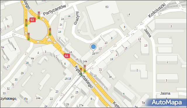 Olsztyn, Kościuszki Tadeusza, gen., 14, mapa Olsztyna