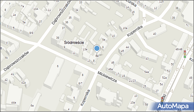 Olsztyn, Kopernika Mikołaja, 8a, mapa Olsztyna