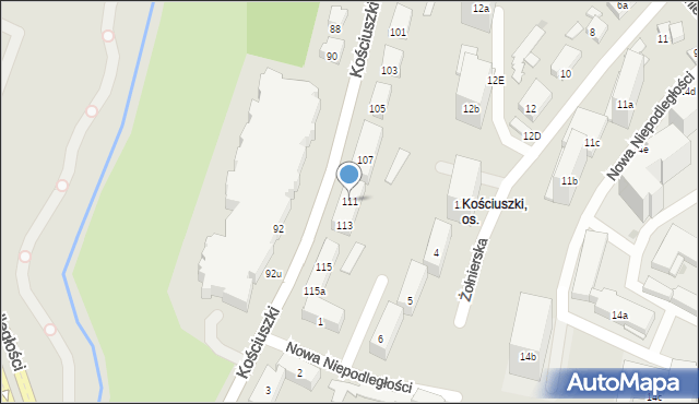 Olsztyn, Kościuszki Tadeusza, gen., 111, mapa Olsztyna