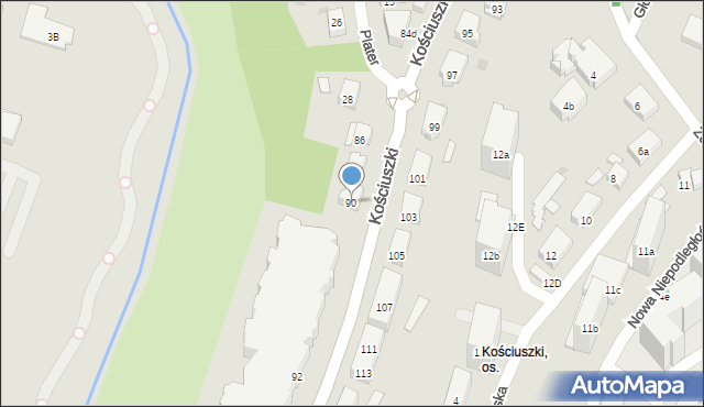 Olsztyn, Kościuszki Tadeusza, gen., 90, mapa Olsztyna