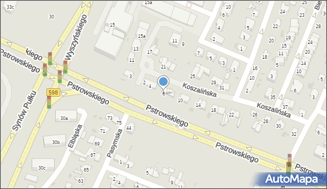 Olsztyn, Koszalińska, 6, mapa Olsztyna