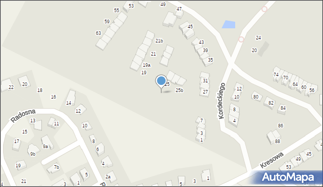 Olsztyn, Kordeckiego Augustyna, ks., 11a, mapa Olsztyna