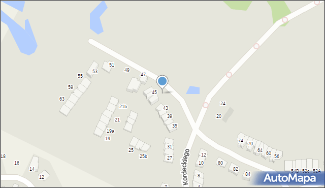 Olsztyn, Kordeckiego Augustyna, ks., 45a, mapa Olsztyna
