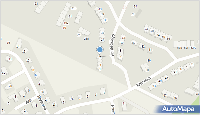 Olsztyn, Kordeckiego Augustyna, ks., 7, mapa Olsztyna