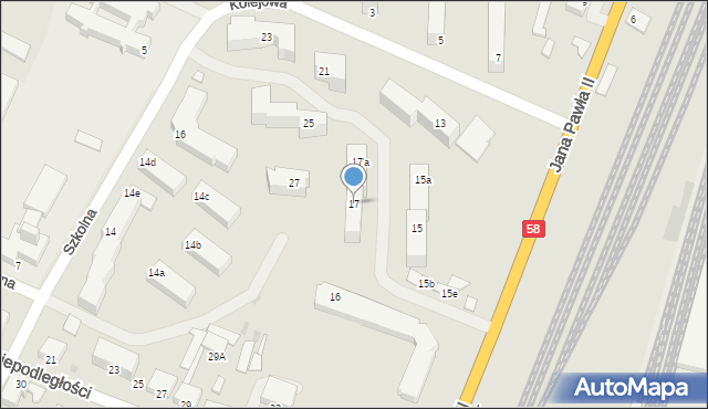 Olsztynek, Kolejowa, 17, mapa Olsztynek