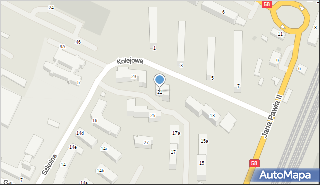 Olsztynek, Kolejowa, 21, mapa Olsztynek