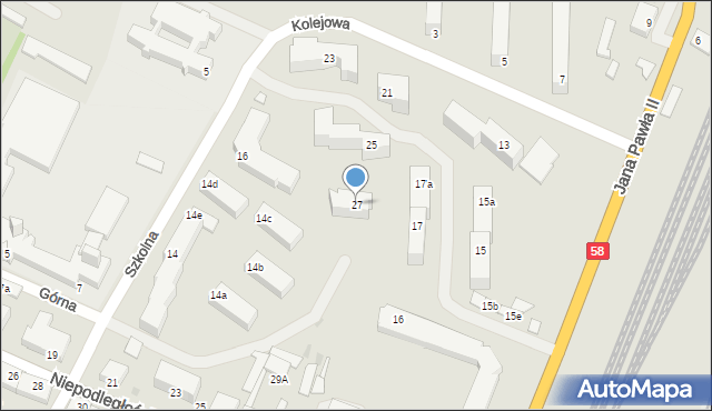 Olsztynek, Kolejowa, 27, mapa Olsztynek