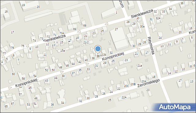 Opalenica, Konopnickiej Marii, 36, mapa Opalenica