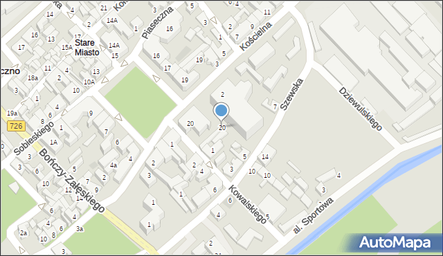 Opoczno, Kościelna, 20, mapa Opoczno