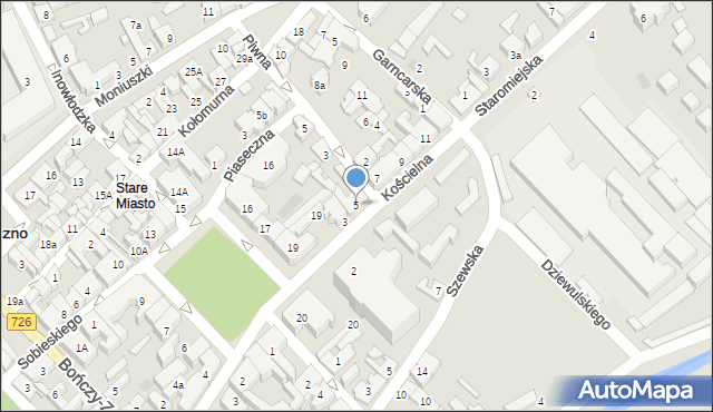 Opoczno, Kościelna, 5, mapa Opoczno