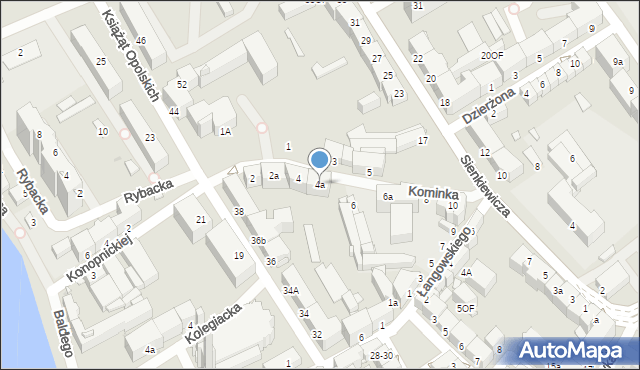 Opole, Kominka Bolesława, kard., 4a, mapa Opola
