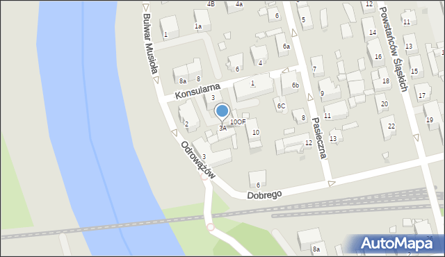 Opole, Konsularna, 3A, mapa Opola