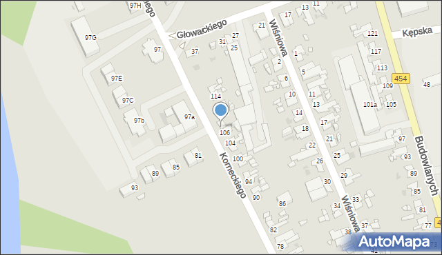Opole, Korneckiego Michała, ks., 108, mapa Opola