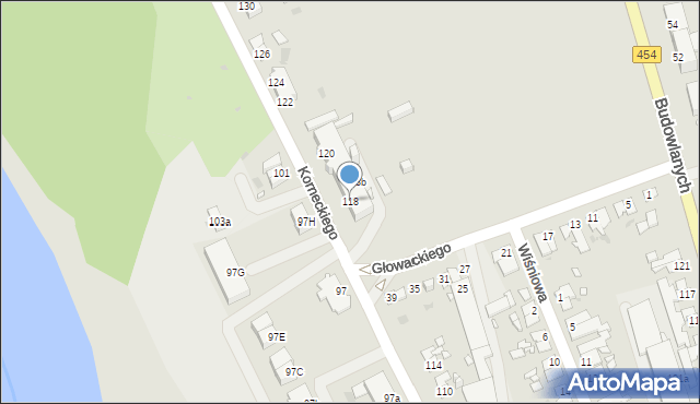 Opole, Korneckiego Michała, ks., 118, mapa Opola