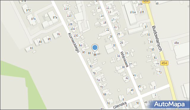 Opole, Korneckiego Michała, ks., 86, mapa Opola