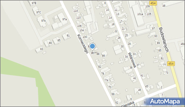 Opole, Korneckiego Michała, ks., 90, mapa Opola