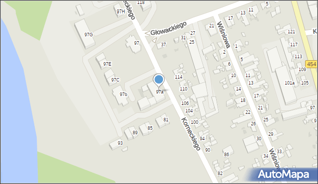 Opole, Korneckiego Michała, ks., 97a, mapa Opola