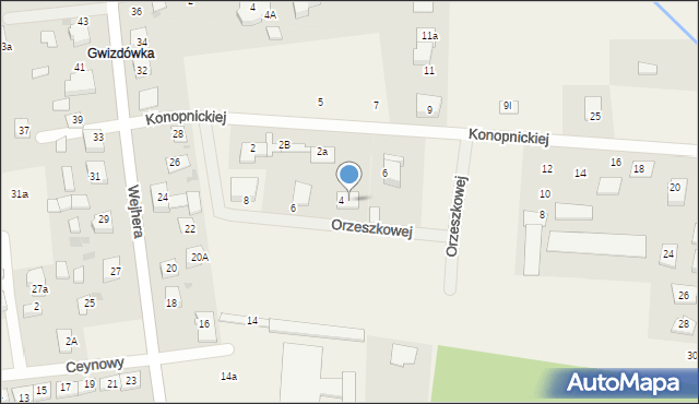 Orle, Konopnickiej Marii, 4a, mapa Orle