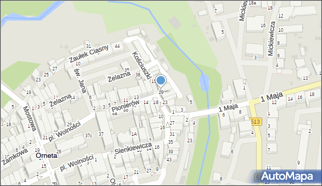 Orneta, Kościuszki Tadeusza, gen., 19, mapa Orneta