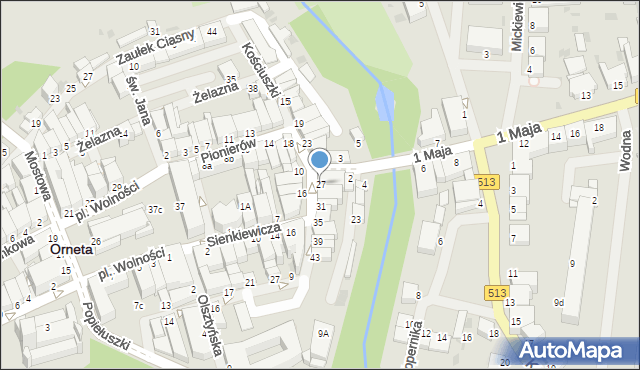 Orneta, Kościuszki Tadeusza, gen., 27, mapa Orneta