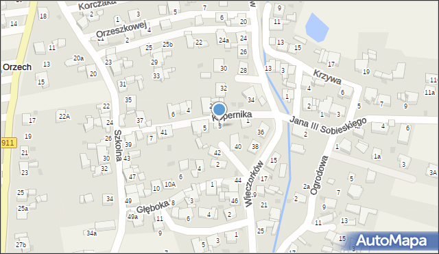 Orzech, Kopernika Mikołaja, 3, mapa Orzech