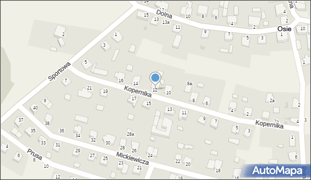 Osie, Kopernika Mikołaja, 12, mapa Osie