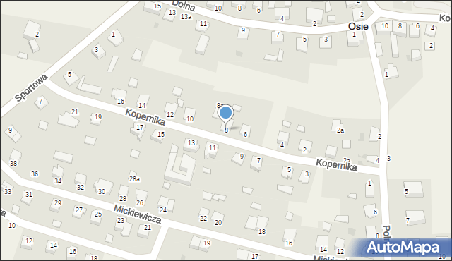 Osie, Kopernika Mikołaja, 8, mapa Osie