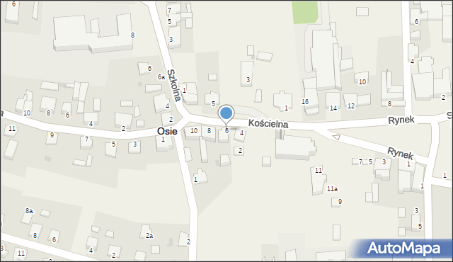 Osie, Kościelna, 6, mapa Osie