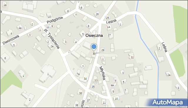 Osieczna, Kościuszki Tadeusza, gen., 30, mapa Osieczna