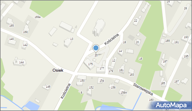 Osiek, Kościelna, 10, mapa Osiek