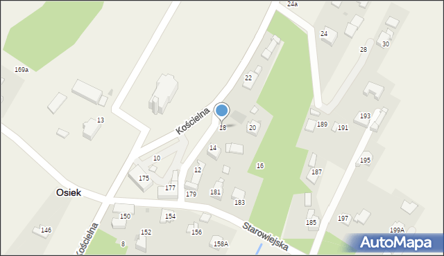 Osiek, Kościelna, 18, mapa Osiek