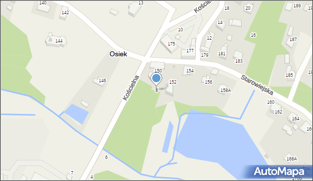Osiek, Kościelna, 8, mapa Osiek