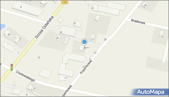 Osielsko, Koperkowa, 25, mapa Osielsko