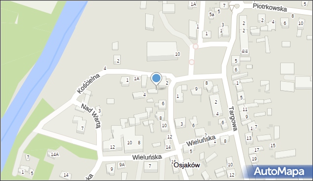 Osjaków, Kościelna, 1c, mapa Osjaków