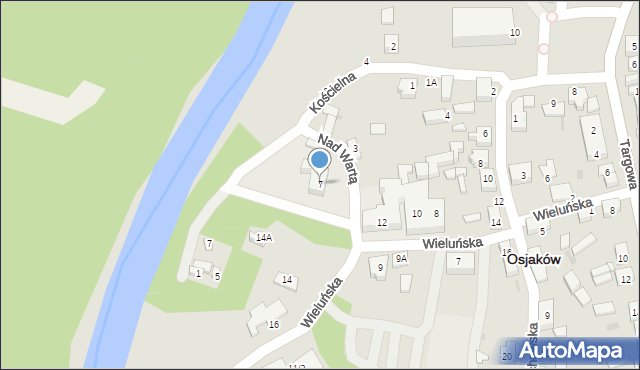 Osjaków, Kościelna, 7, mapa Osjaków