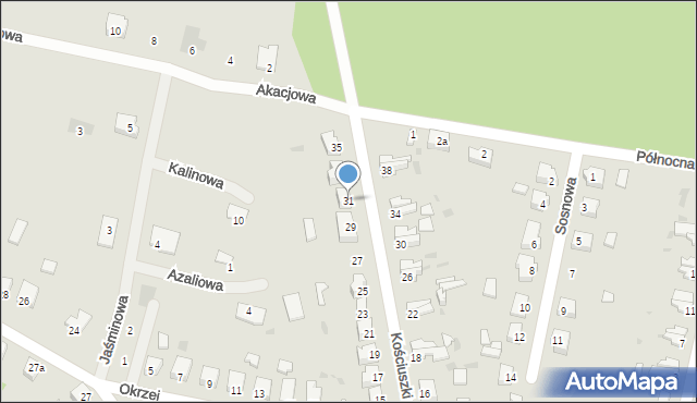 Ośno Lubuskie, Kościuszki Tadeusza, gen., 31, mapa Ośno Lubuskie