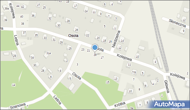 Osola, Kolejowa, 19, mapa Osola