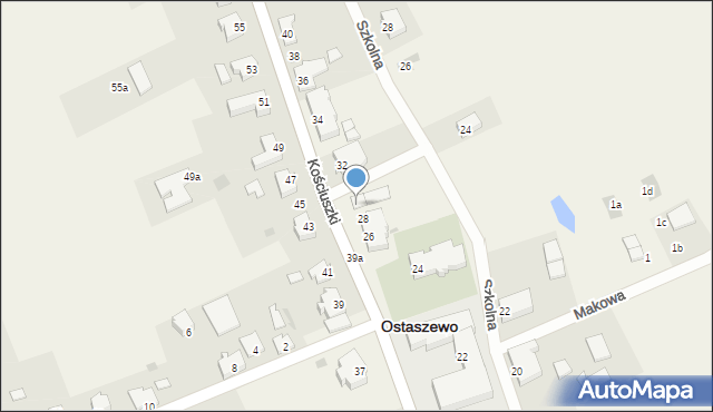 Ostaszewo, Kościuszki Tadeusza, gen., 30, mapa Ostaszewo