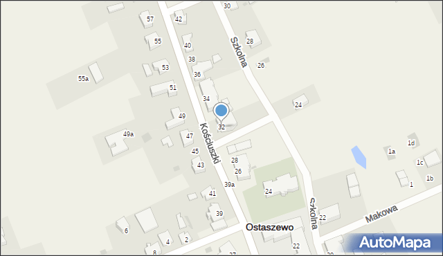 Ostaszewo, Kościuszki Tadeusza, gen., 32, mapa Ostaszewo