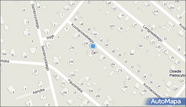 Ostróda, Kochanowskiego Jana, 21B, mapa Ostróda