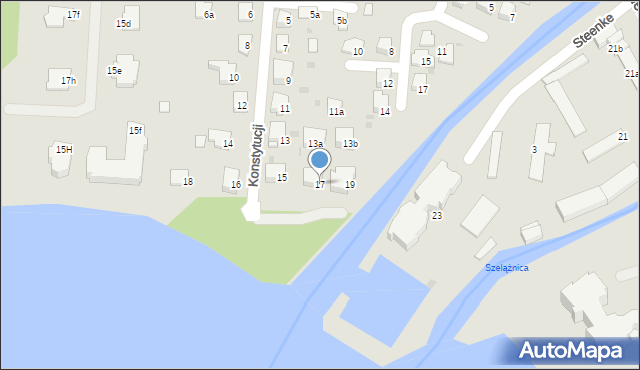 Ostróda, Konstytucji, 17, mapa Ostróda