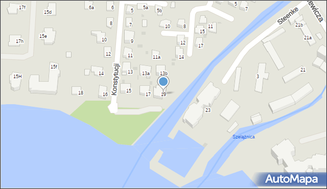 Ostróda, Konstytucji, 19, mapa Ostróda