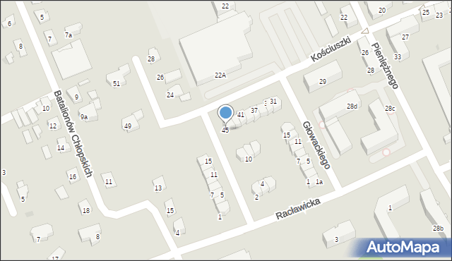Ostróda, Kościuszki Tadeusza, gen., 45, mapa Ostróda