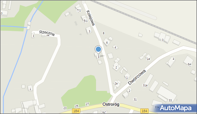 Ostroróg, Kolejowa, 1, mapa Ostroróg