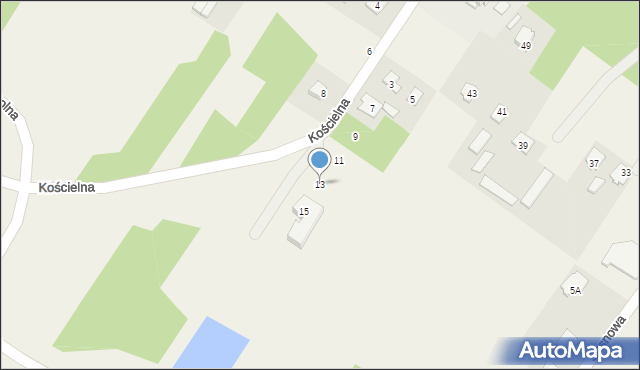 Ostrów, Kościelna, 13, mapa Ostrów