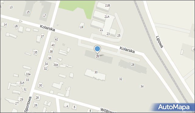 Ostrów Mazowiecka, Kolarska, 26, mapa Ostrów Mazowiecka