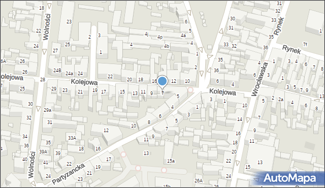 Ostrów Wielkopolski, Kolejowa, 7, mapa Ostrów Wielkopolski