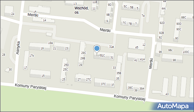 Ostrów Wielkopolski, Komuny Paryskiej, 31D, mapa Ostrów Wielkopolski